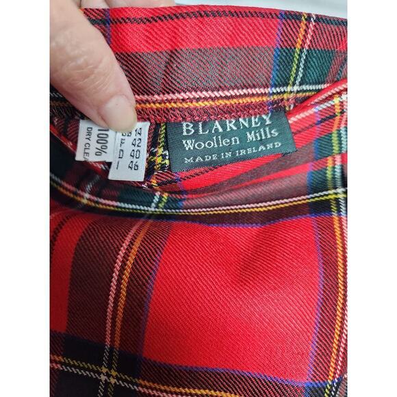 VTG Blarney Woolen Mills Royal Stewart Red Tartan Plaid skirt US Size 12 holiday - Picture 9 of 11